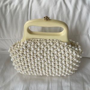 Beautiful bids embroidered bag in Bone white